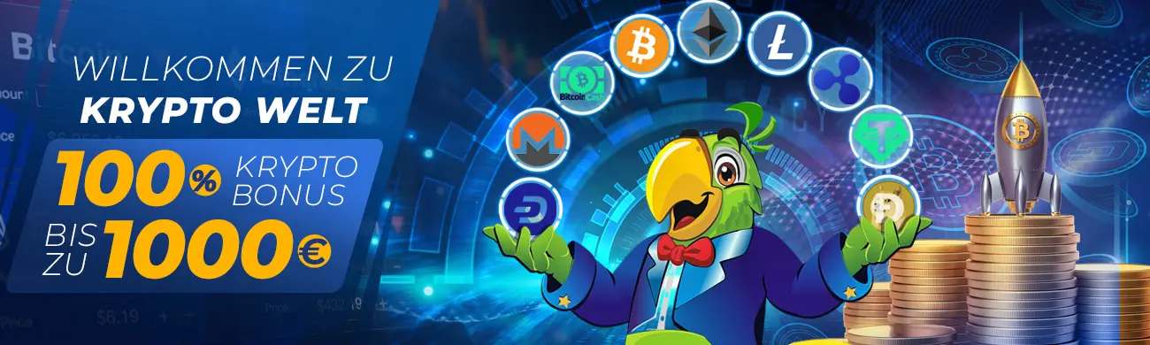 Krypto-Bonus 100 % bis 1.000 € von Spassino für die erste Einzahlung mit Kryptowährung