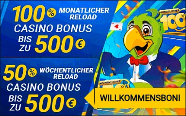 Monatlicher Reload-Bonus 100 % bis 500 € bei Spassino